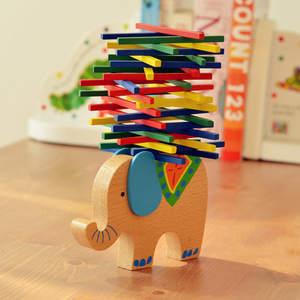 出德国彩棒平衡木 儿童益智游戏亲子互动玩具 大象骆驼叠高平衡木