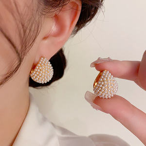 Luxlead洛诗琳の「高贵姿态」18K真金电镀韩式简约金属珍珠耳扣