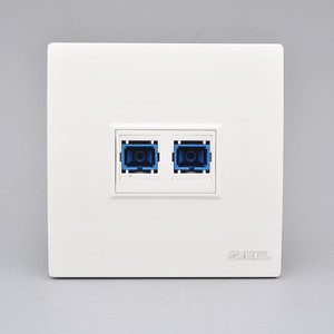 86型墙壁暗装宽带网络光纤线面板 2口SC光钎插座电脑双孔光纤面板