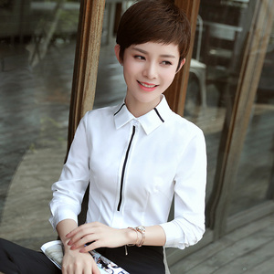 职业装女装保暖长袖衬衫工作服气质工装衬衣韩版OL加绒加厚打底衫