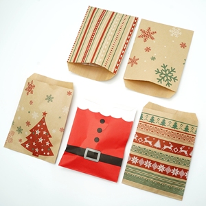 牛皮纸圣诞节糖果纸袋可爱麋鹿雪花礼品包装袋派对礼物包装用品
