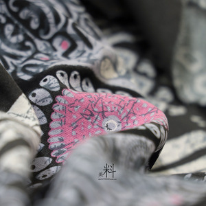 非洲图腾亚麻布料 黑灰色欧美棉麻面料手工自己做衣服 家居软装布