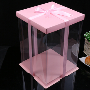 透明气球生日蛋糕包装盒6/8/10/12/14寸芭比娃娃双层加高特高方形