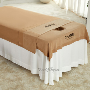 美容院用床单单件床盖隔脏被套保护被子按摩床单子带洞布定制logo
