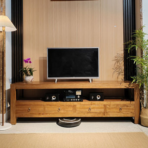 2米长电视柜老榆木客厅176长地柜现代简约全实木视听柜音响柜中式