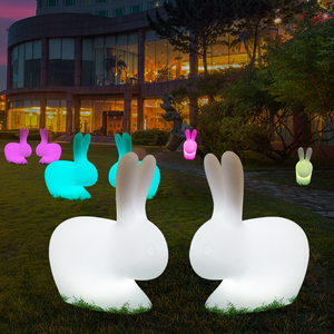 发光兔子七彩变色户外活动庭院草坪景观灯中秋装饰LED望月玉兔灯