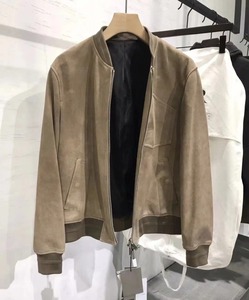 Dior Homme/迪奥 2023春夏棕色男士羊皮皮衣商务休闲拉链夹克代购