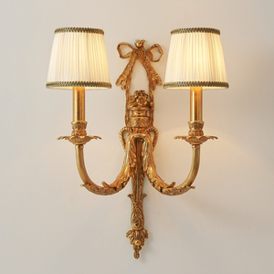 全铜壁灯欧式奢华复古纯铜别墅客厅灯卧室床头灯走廊过道法式壁灯