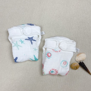 C43婴幼儿宝宝纱布防水尿裤戒尿介尿魔术贴夏季兜尿两件包邮