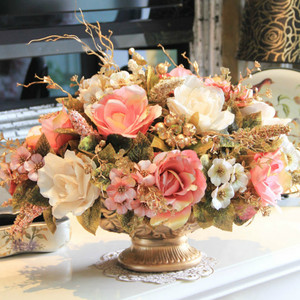 欧式仿真花套装玫瑰假花装饰花艺客厅餐桌美式绢花束摆件婚庆创意