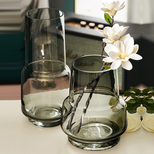 家居台面简约透明玻璃花瓶欧式客厅摆件酒店样板间水培鲜花插花器