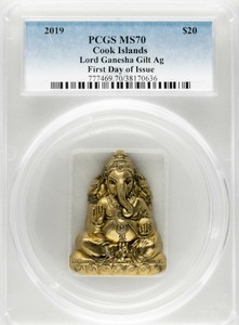 【海寧潮期货】库克2019年印度象头神迦尼萨3盎司银币PCGS-MS70