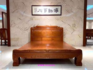 红木新款吊脚床进口菠萝格雕刻卧室大床现代实木18米双人床厂直销