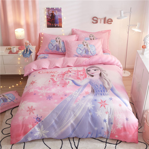 迪士尼全棉卡通四件套女孩爱莎公主艾莎纯棉被套床单儿童床上用品