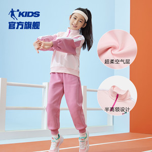 中国乔丹童装女童春季套装2024新款儿童运动服两件套大童卫衣外套