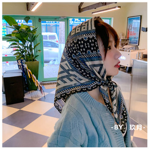 洱海沙漠旅游拍照头巾民族风温柔小姐姐小丝巾绑发发带装饰领巾