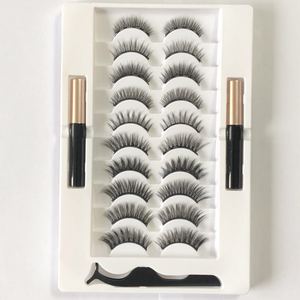 3D自然假睫毛10对 5磁铁混装磁性眼线液套装5 Magnetic Eyelashes