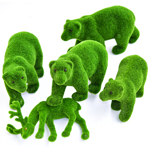 仿真植毛动物青苔绿色植物橱窗假苔藓小熊小鹿婚庆装饰道具假石头