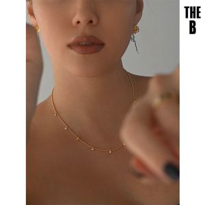 【THE B】小钻珠子颈链 - 金色百搭精致欧美约会设计感闪钻项链