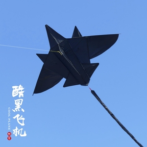 新款酷黑飞机风筝10米尾巴2024风筝成人儿童卡通黑战斗机高档大型