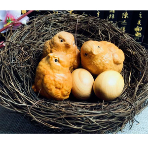 崖柏小鸡木雕鸡蛋摆件雕刻木质工艺品小鸟鸭子青铜鸟鸳鸯创意礼物