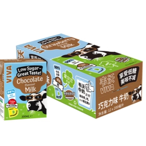 韦沃VIVA巧克力味牛奶200ml*12盒英国进口巧克力牛奶0蔗糖低糖