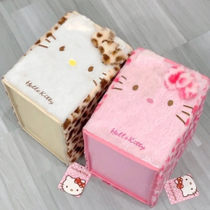 日本HelloKitty豹纹kitty毛绒收纳箱大号收纳盒整理箱可折叠