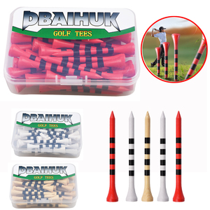 盒装高尔夫球TEE高尔夫新款彩色条纹竹钉 70/83mm发球tee球座球托