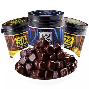 韩国进口乐天lotte56%72%黑巧克力豆罐装可可脂纯休闲零食糖果86g