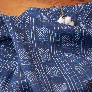 【蓝染】衣尘布染 高端纯亚麻数码印花布料 复古文艺连衣裙上衣