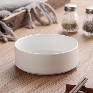 陶瓷圆形直身碗纯色水果沙拉碗可磊叠蒸饭碗5寸调料圆槽平底矮碗
