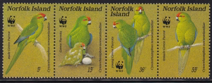 诺福克岛 1987年世界自然基金会WWF 鹦鹉邮票 4枚联刷 SC#421