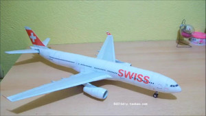 手工diy瑞士航空公司空中客车A330-300客机纸模型3D立体飞机客机