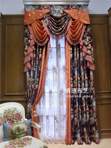 东南亚高档雪尼尔窗帘遮光加厚美式乡村紫色窗帘布成品定制窗帘