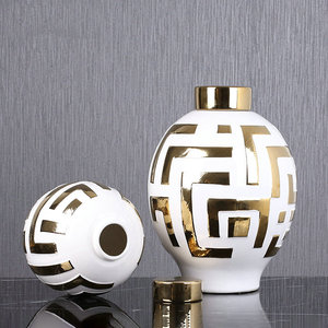 精品新中式轻奢陶瓷将军罐创意储物罐家具样板间玄关装饰罐摆件