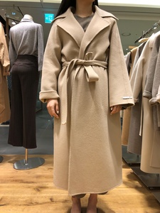 2023冬新款韩国东大门代购COCO MARCH纯色系腰带双面羊绒大衣外套