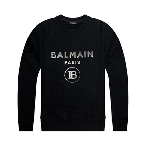 现货 海外正品 Balmain 巴尔曼 男款黑色镜面字母Logo套头卫衣