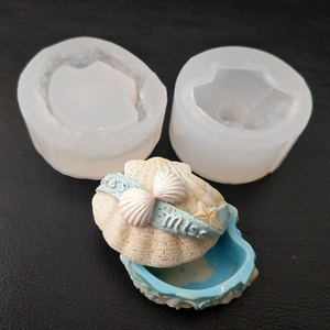 海洋贝壳宝盒手工皂矽膠巧克力树脂石膏水晶滴胶盐雕蜡烛硅胶模具