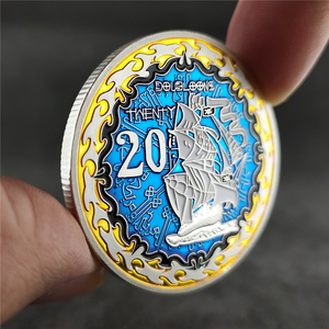 海盗纪念币骷髅硬币彩绘金银币外币黑白骷髅纪念币 幸运硬币摆件