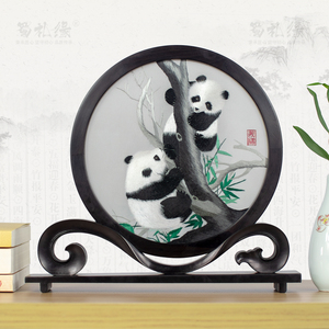 成都熊猫纪念品蜀绣手工刺绣苏绣中国风礼物礼品双面绣熊猫送老外