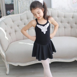 韩国进口儿童练功舞蹈服女孩少儿宝宝跳舞黑色芭蕾民族吊带薄纱裙
