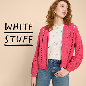 英国代购White Stuff针织衫女装纯色镂空开衫休闲百搭毛衣外套