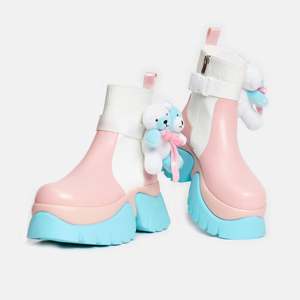 抢购! Koi Footwear女鞋英国代购 泰迪小熊挂件可爱粉色短靴