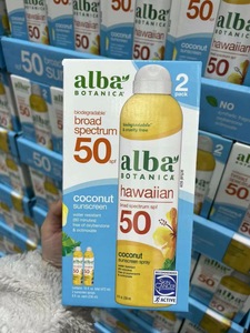 杜杜美国直购Alba Botanica 夏威夷清爽 SPF50防晒喷雾236ml *2瓶