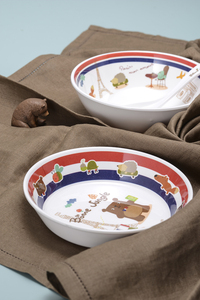 日系幼儿园仿瓷餐具小学生密胺碗儿童甜品意粉碟水果盘汤面深碗