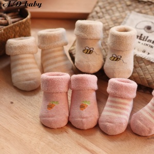 日本新生婴儿冬季款加厚保暖纯棉无骨男女宝宝袜子0-1-3-6-12个月