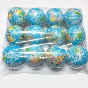 儿童运动玩具认知压力球pu发泡海绵弹力球礼物地球仪减压球6.3cm