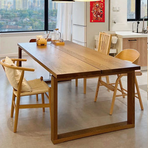 木朵朵家具实木莫比恩餐桌大板桌北欧红橡木北美黑胡桃木定制书桌