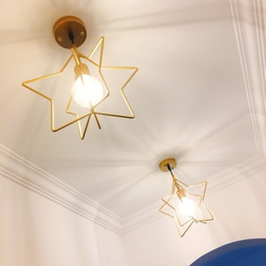 北欧创意个性吊灯餐厅灯过道飘窗金黄铜色三头星星床头吧台灯饭厅