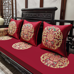 红木沙发坐垫新中式定制海绵垫子罗汉床五件套实木沙发垫套罩防滑